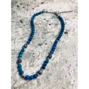 Turquoise and Sterling Silver Beaded Necklace